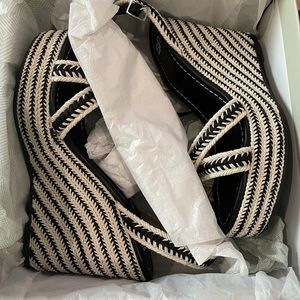 BP Gabby Wedge Sandal Woven Espadrille Open Toe Ankle Strap Womens Size 8.5